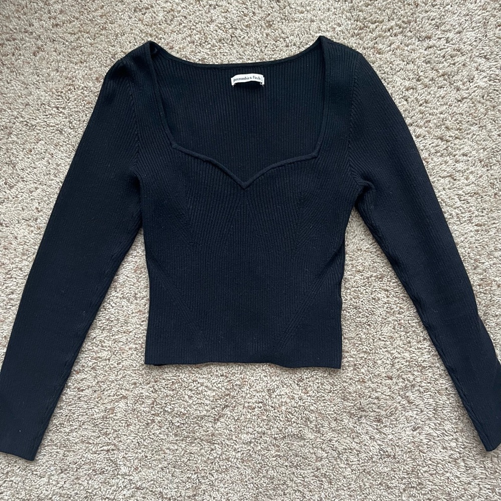 Abercrombie & Fitch Black Sweetheart Neckline Sweater